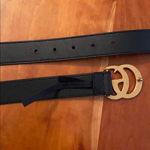 Wide leather belt with Double G buckle main image 8